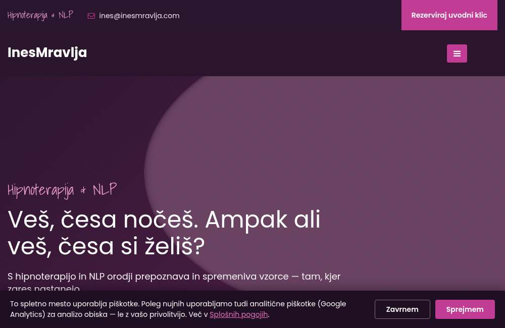 inesmravlja.com — hipnoterapija in coaching